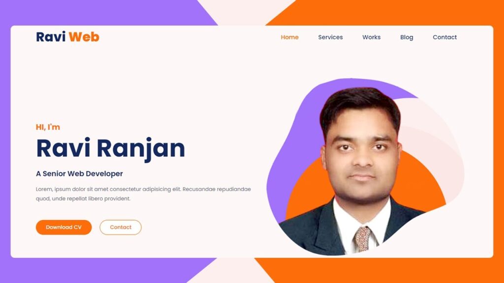 Responsive portfolio website hero image web developer design