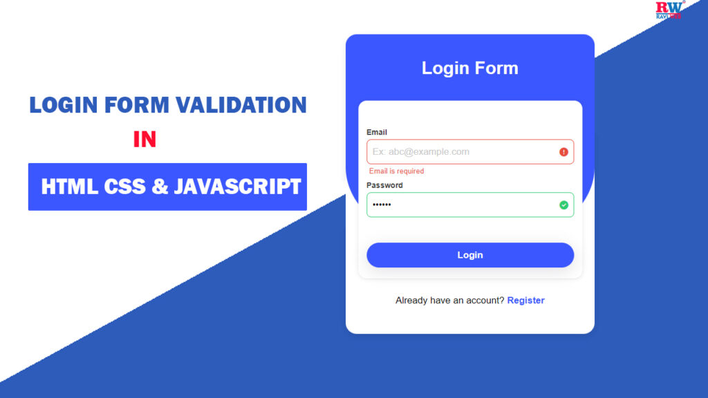 Login Form Validation with Error Message using HTML CSS JavaScript