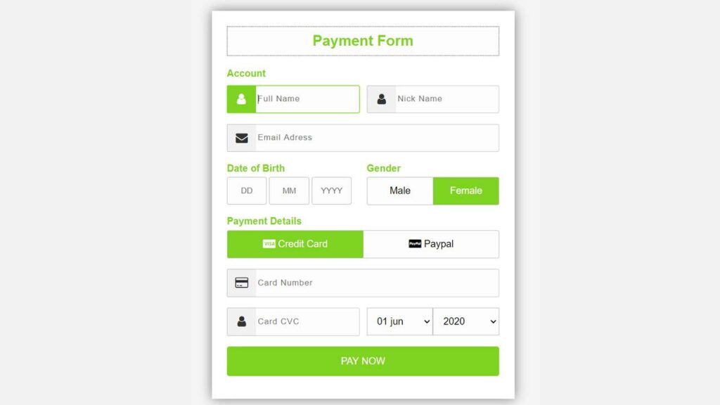 Modern payment form in HTML and CSS – Step by Step Guide