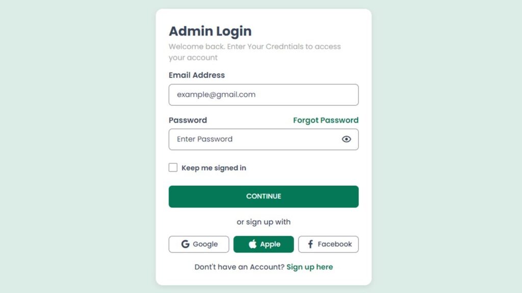 Responsive Login Form using HTML and CSS with Toggle Password Visibility in JavaScript