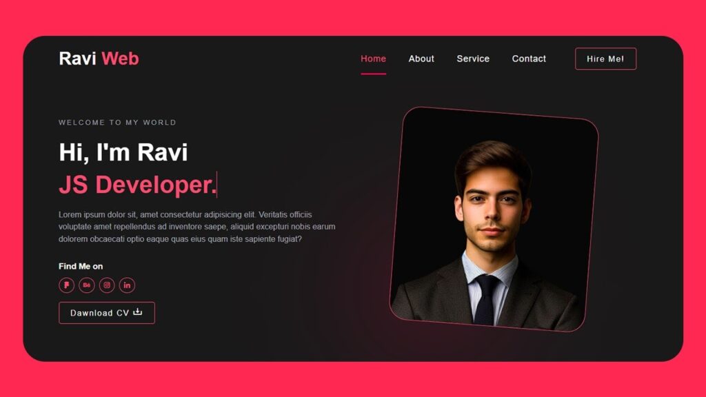 Responsive Portfolio Website Design using HTML CSS and JavaScript