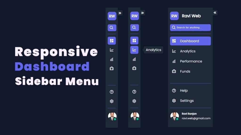 Responsive Sidebar Menu with Tooltip using HTML CSS and JavaScript