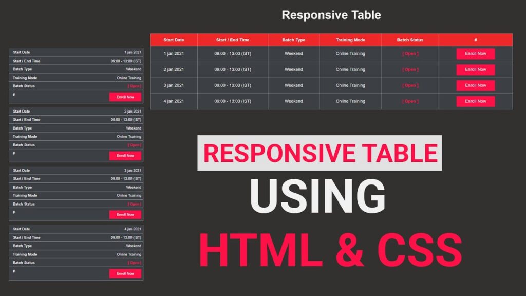 Responsive Table HTML CSS