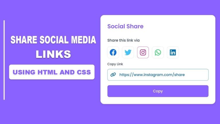Social Media Share Buttons UI in HTML CSS JavaScript