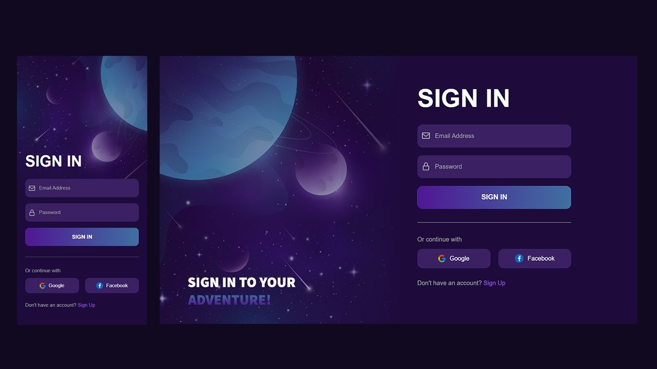 Responsive Login Form Design Using HTML CSS | Modern Sign In Page UI ...